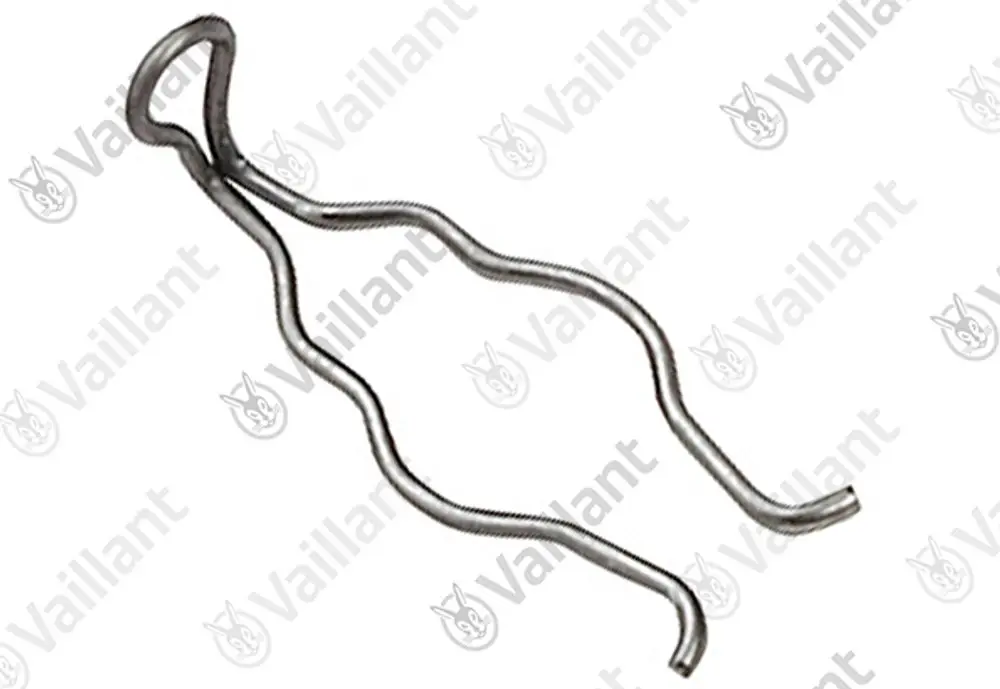 Vaillant Klemmfeder in gebogener Form, vermutlich zur Befestigung oder Sicherung von Komponenten in einem Heizgerät oder einer ähnlichen Anwendung.